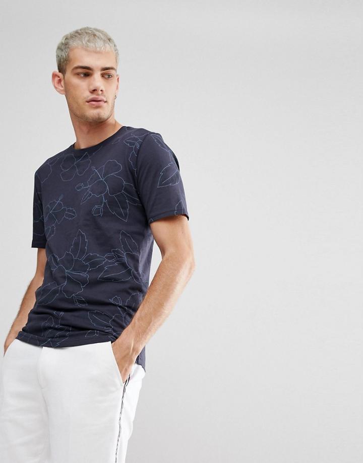 Only & Sons Flower T-shirt - Blue