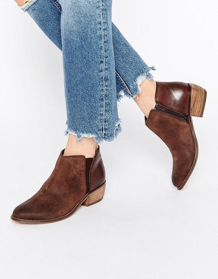 Dune Penelope Brown Suede Ankle Boot - Brown