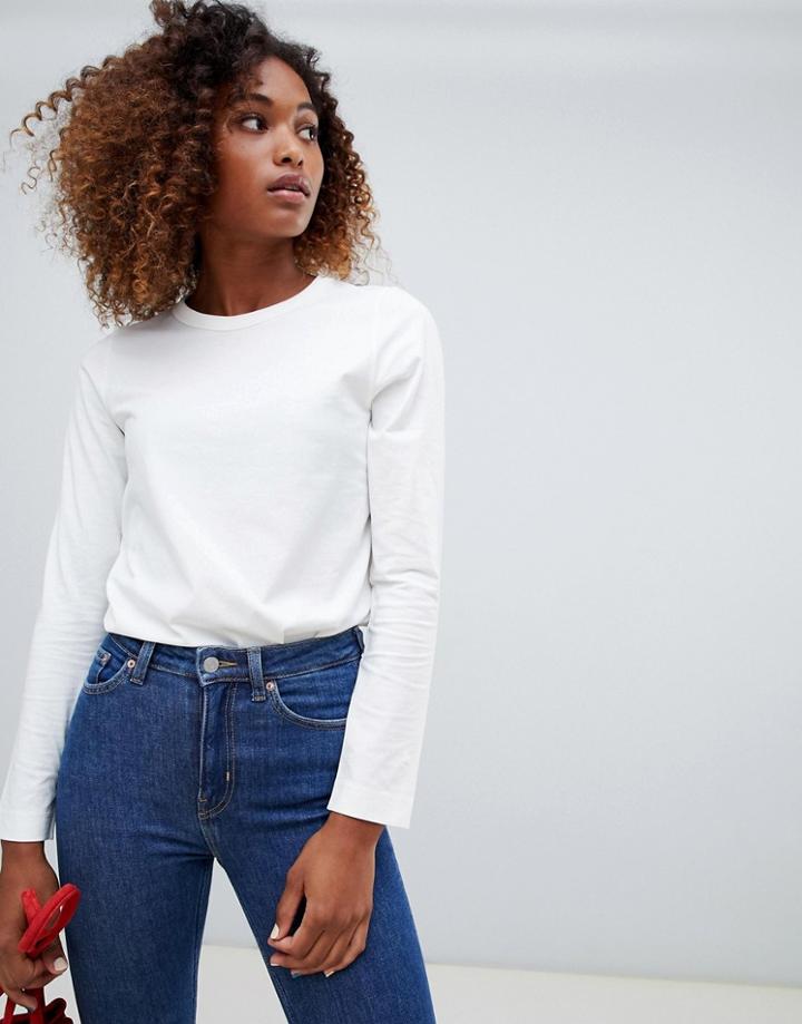 Weekday Plain Long Sleeve T-shirt In White - White