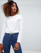 Weekday Plain Long Sleeve T-shirt In White - White