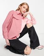 Urban Threads Cord Shirt In Color Block-pink