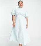 John Zack Plus Backless Puff Sleeve Dress In Baby Blue