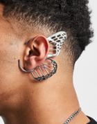 Asos Design Ear Cuff With Butterfly Wing In Silver Tone
