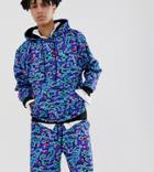 Collusion Oversized Cyber Camo Hoodie-blue