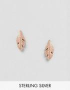 Dogeared Rose Gold Plated Feather Stud Earrings - Gold