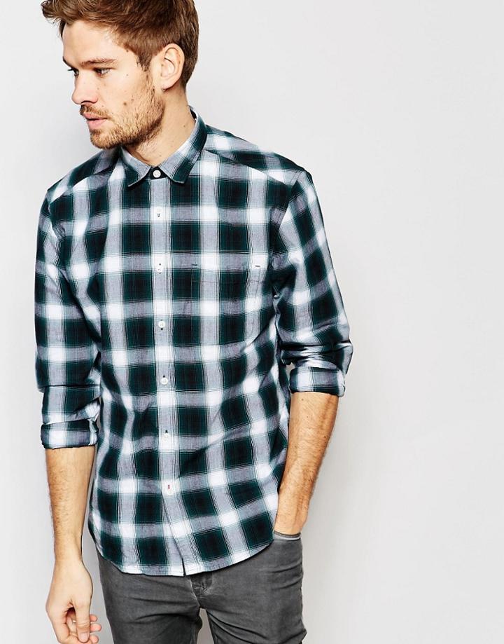 Esprit Check Shirt With Button Down Collar - Green