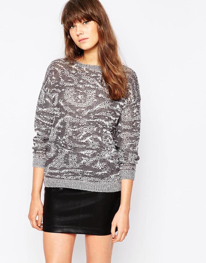 Vero Moda Animal Print Sweater - Asphalt