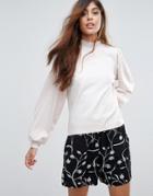 Vero Moda Balloon Sleeve High Neck Top - Pink