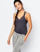 Blue Life V Neck Lounge Tank Top - Granite