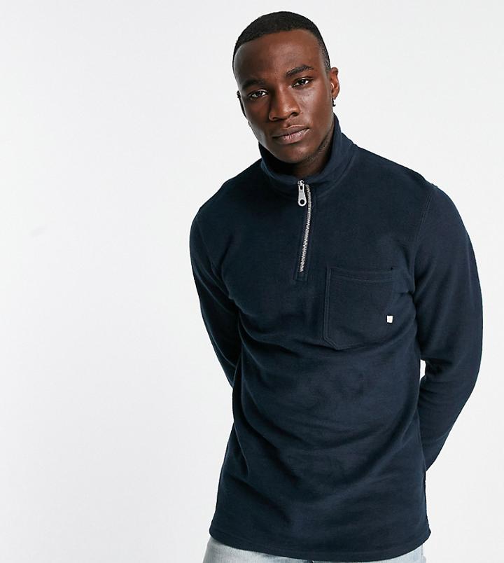 Farah Patti Quarter Zip Polar Fleece Sweatshirt In Navy