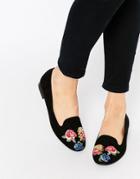Asos Mylo Embroidered Flat Shoes - Black