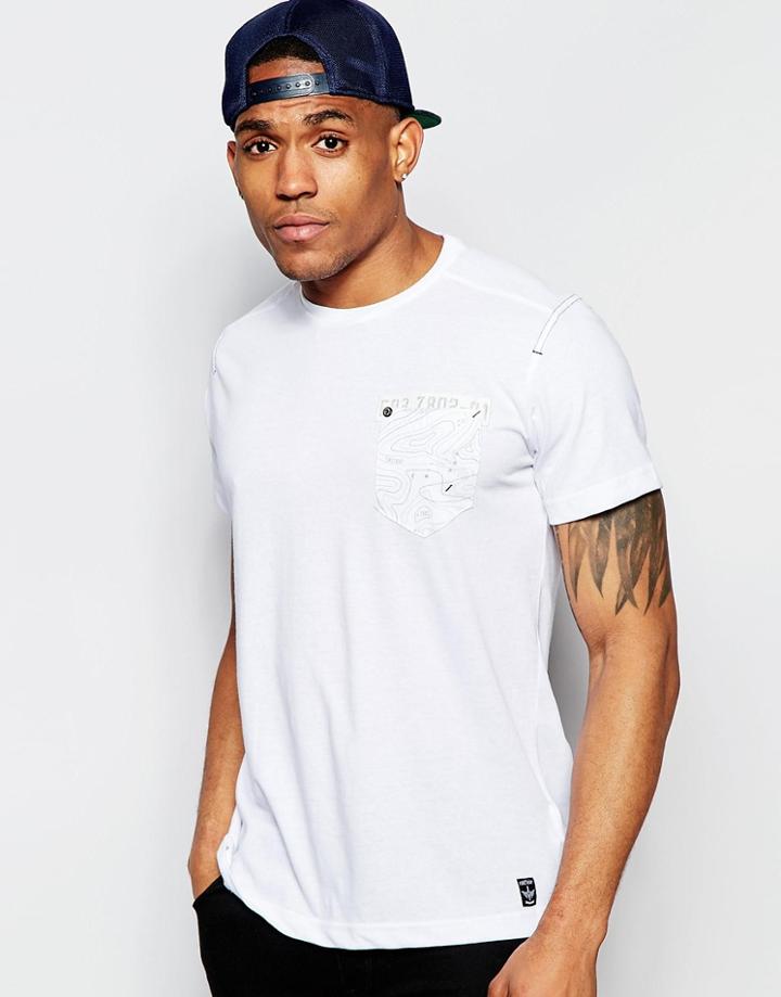 Firetrap Marl Crew Neck T-shirt With Pocket - White
