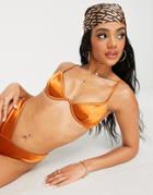 South Beach Underwire Bikini Top In High Shine Copper-brown
