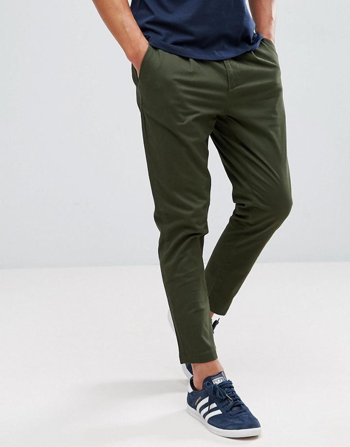 Only & Sons Cropped Chino In Tapered Fit - Green