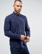 Armani Jeans Stripe Logo Shirt Slim Fit In Navy - Blue