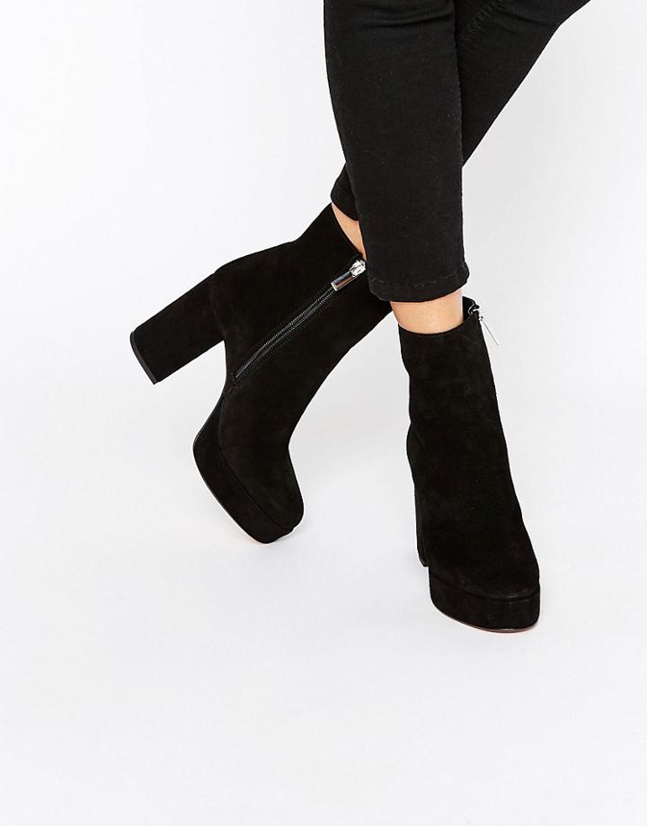 Asos Entaz Suede Platform Ankle Boots - Black