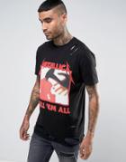 Asos Metallica Band T-shirt With Extreme Distress - Black