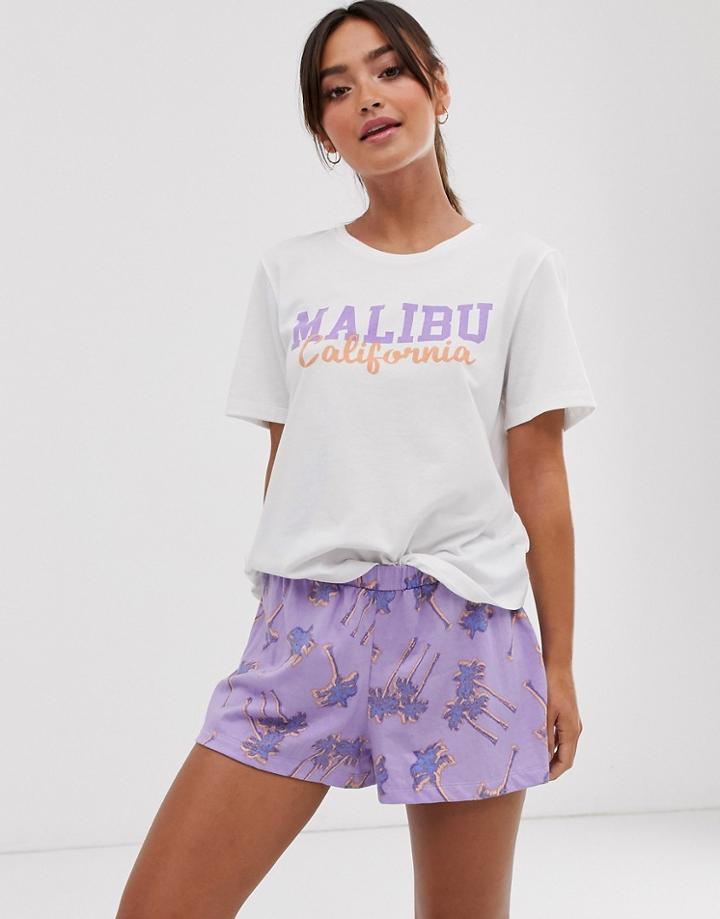 Asos Design Malibu Short And T-shirt Set-multi