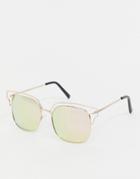 Aj Morgan Pink Tinted Lens Aviator Sunglasses-gold