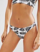 Asos Mix And Match Mono Palm Print Brazilian Bikini Bottom