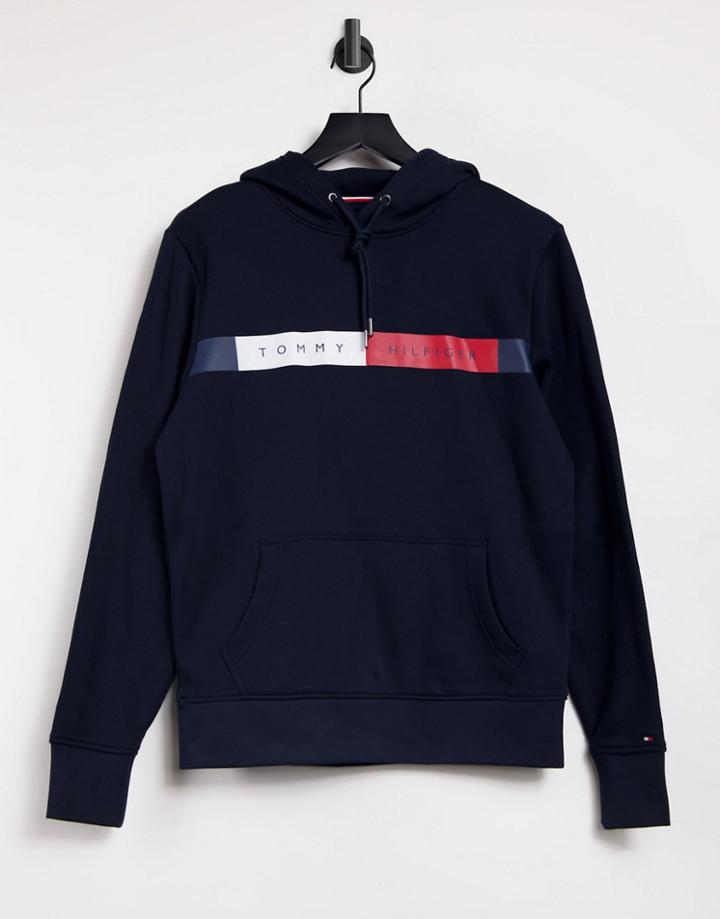Tommy Hilfiger Chest Icon Logo Hoodie In Navy
