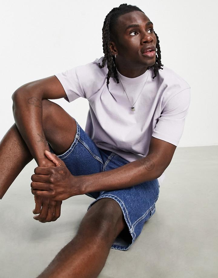 Topman Oversized Organic T-shirt In Lilac-purple