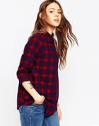 Asos Boyfriend Shirt In Red And Purple Check - Multi