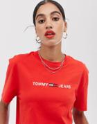 Tommy Jeans Clean Logo T-shirt-red