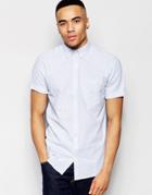 New Look Striped Shirt With Linen Mix In Light Blue In Regular Fit - B