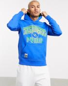 Puma X The Hundreds Large Collegiate Logo Reversible Hoodie In Blue And Green-multi