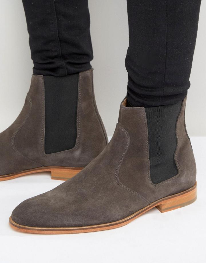 Selected Homme Dexter Suede Chelsea Boots - Gray
