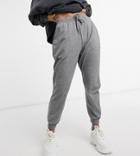 Asos Design Petite Basic Slim Sweatpants In Charcoal Heather-grey