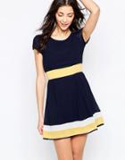 Wal G Skater Dress With Contrast Band
