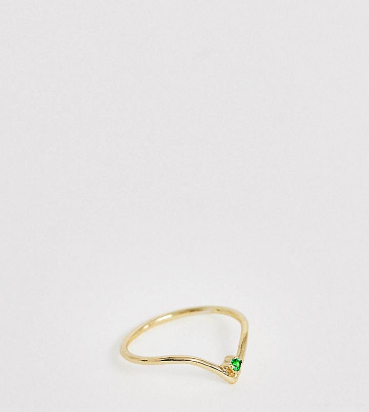 Shashi Sterling Silver 18k Gold Plated Emerald Arrow Ring