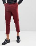 Asos Design Tapered Suit Pants In Burgundy - Red