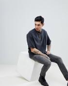 Allsaints Oversized T-shirt In Washed Black - Black
