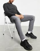 Pull & Bear Slim Jeans In Light Gray-grey