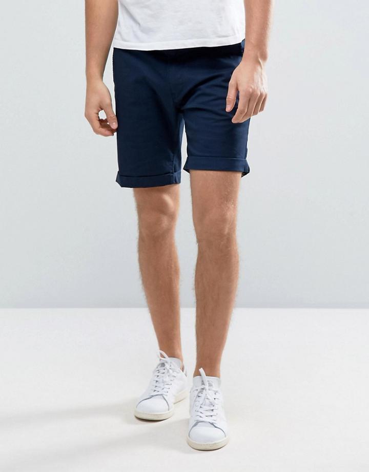 Selected Homme Slim Fit Chino Shorts With Stretch - Navy