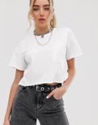 Noisy May Oversized Drop Shoulder Cropped Tee In White - White