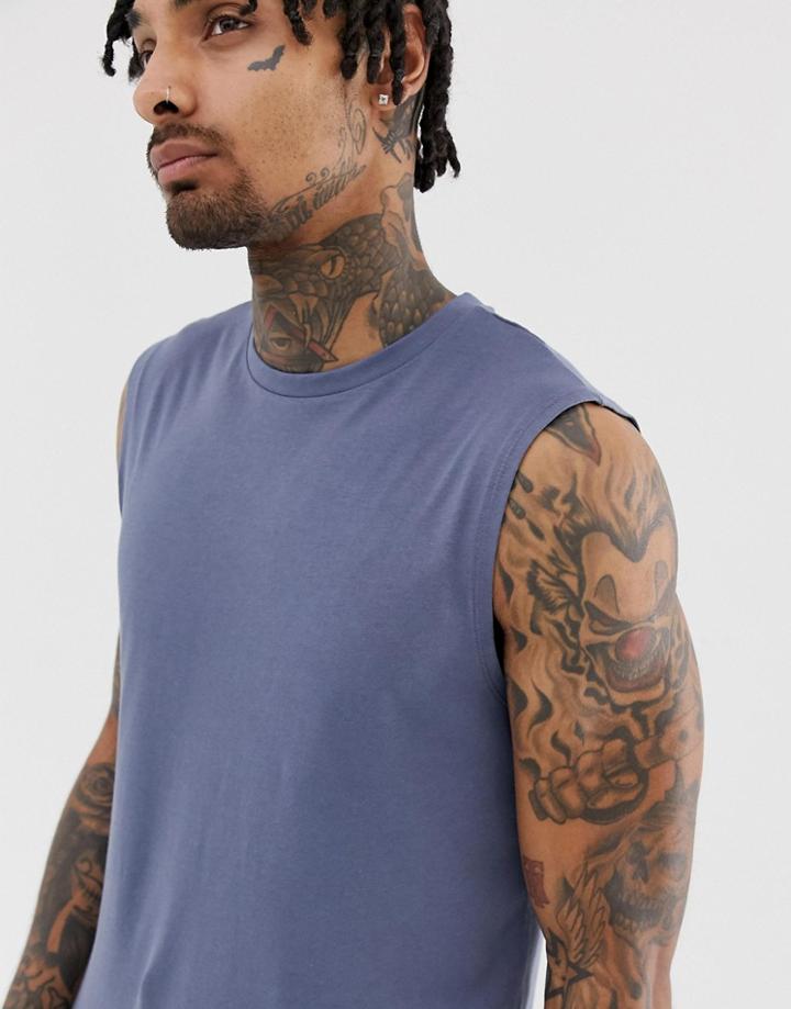 Asos Design Organic Tank Tank In Gray
