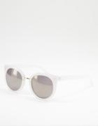 Aj Morgan Round Sunglasses With White Frame