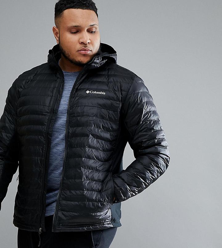 Columbia Plus Powder Lite Lightweight Hybrid Puffer Jacket Hooded In Black - Black