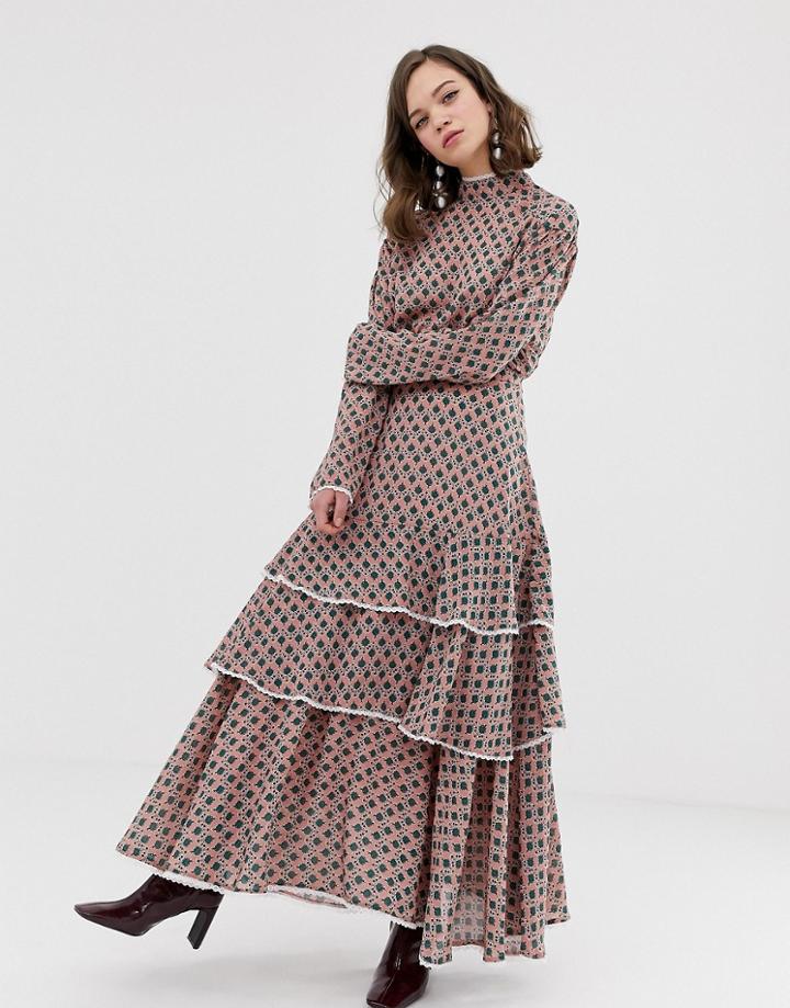 Sister Jane Midaxi Dress In Vintage Print-pink