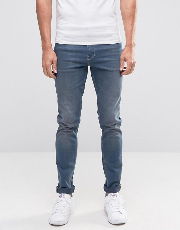 Asos Skinny Jeans In Smokey Blue Wash - Blue
