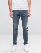 Asos Skinny Jeans In Smokey Blue Wash - Blue