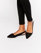 New Look Embroidered Sling Back Pointed Shoe - Black
