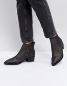 Selected Femme Leather Embossed Chelsea Boot-black