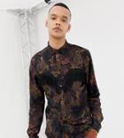 Asos Edition Tall Floral Western Shirt With Fringing Detail - Multi