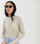 Weekday High Neck Long Sleeves Jersey Top In Beige