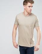 Brave Soul Longline Zip T-shirt - Tan
